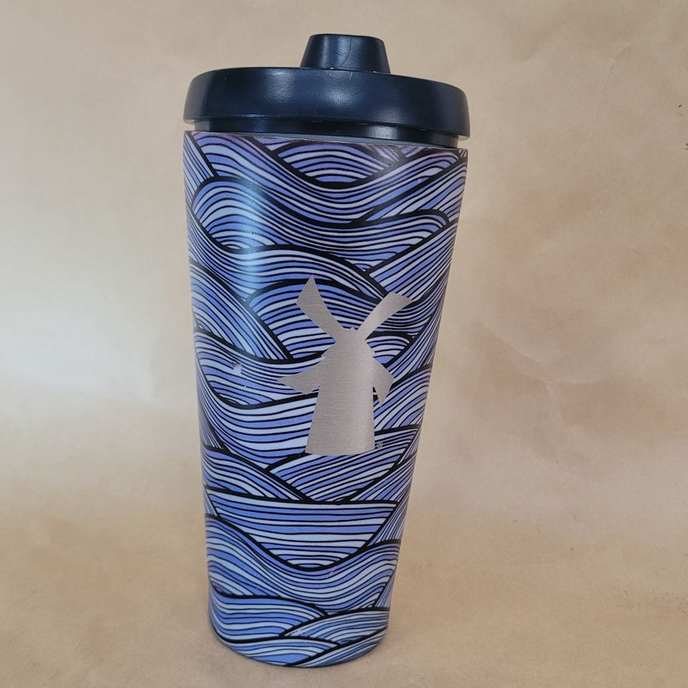 Dutch Bros Blue Waves Good Vibes Metal Travel Tumbler 24oz, cold liquid only